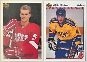 1991-92 Upper Deck #26 and #584 Niklas Lidstrom Rookie Card HOF'er Det Red Wings