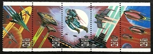 1993 Scott# 2741-45 - 29¢ - SPACE FANTASY - Booklet Strip of 5 - Mint NH - Picture 1 of 1