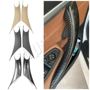 Black/Beige/Carbon Interior Door Handle Cover Pull Trim For BMW F30 F32 F35 328i - Foto 1 di 10