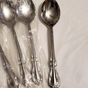 Salem VICTORIA Stainless Dinner Spoon Soup Spoon 4 Glossy Scrolls Japan Flatware - Picture 1 of 6