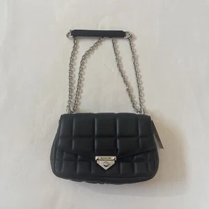 Michael Kors Quilted SoHo Black Leather Shoulder Bag Chain Strap NWT - Picture 1 of 9