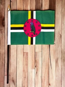 DOMINICA Small hand waving FLAG 6" X 4" (15cm x 10cm) flags CARIBBEAN - Picture 1 of 1