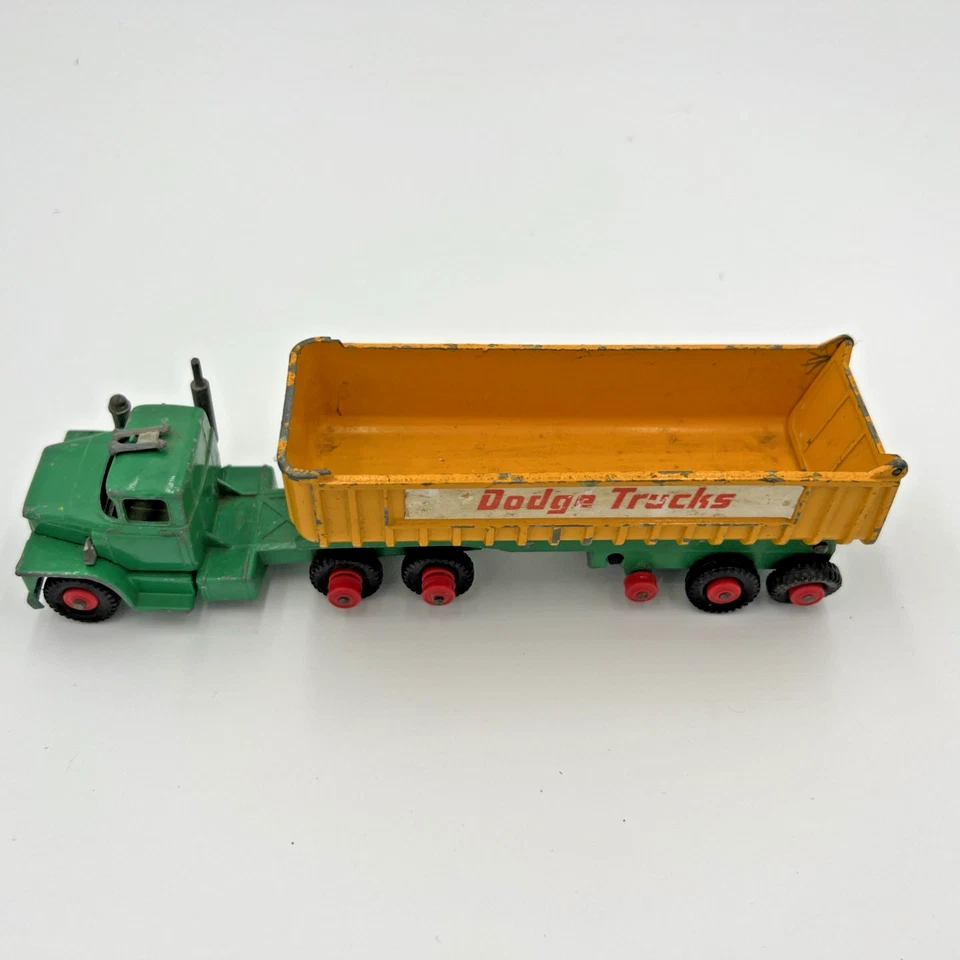 MatchBox Dodge Tractor W Fruehauf Tipper Trailer England By Lesney Green Yellow - Image 1 of 4