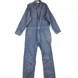Key Mens Coveralls Jumpsuit Farm Wear Blue Herringbone Stripe Workwear 44 - Picture 1 of 10
