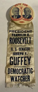 PIN BOTÓN VIOLONCHELO 2 1/8" FRANKLIN ROOSEVELT & SENATOR GUFFEY JUGATE FDR-154 - Imagen 1 de 5