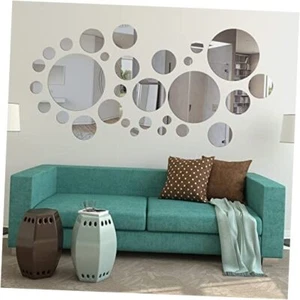 64 Pcs Mirror Wall Stickers Adhesive Removable Acrylic Mirror Setting Small - Picture 1 of 8