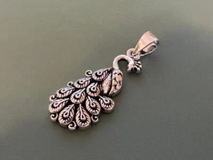 Genuine Sterling Silver 925 - Stunning Peacock Pendant - 6 Grams - Picture 1 of 1