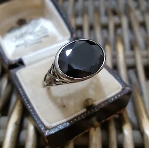 Anillo de sello vintage de plata de ley 925 para hombre, anillo de ónix negro, talla R.5 EE. UU. 8.75 - Imagen 1 de 7