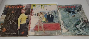 Konvolut 3 Playboy Zeitschriften von 1955 mit Centerfolds - Wasserschaden - Bild 1 von 9