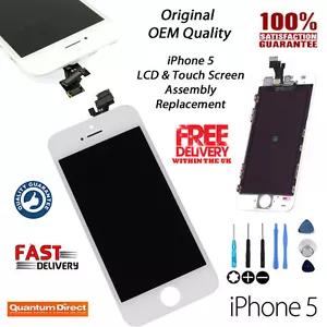 WHITE iPhone 5 Genuine Retina LCD Digitiser Touch Screen Assembly Repair NEW - Picture 1 of 5