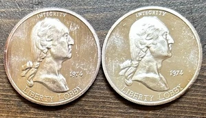 1974 Lot of 2 Liberty Lobby George Washington Silver Eagle 1 oz .999 Art Round - Bild 1 von 7