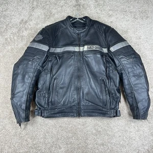 Harley Davidson Leather Riding Jacket Mens XL Evolution Reflective Triple Vent - Picture 1 of 19