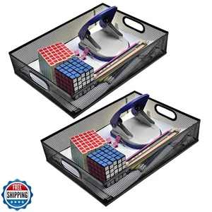 RHONZHAO 2 Stück Schwerlast Metall Geflecht Schreibtisch Organizer Tablett, A4 Groß Büro Sto - Bild 1 von 5