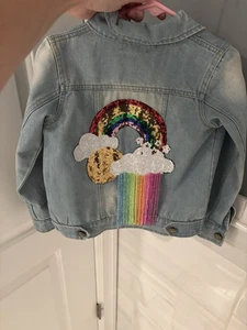 Lola and The Boys Rainbow Tassel Denim Jacket Size 2 - Picture 1 of 5