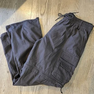 Pacsun Pants Mens Size Large Dark Gray Baggy Cargo Pants Relax Straight Toggle - Picture 1 of 10