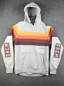 Troll Co Hoodie Mens XL Gray Retro Stripe Pullover Kangaroo Pocket DHCM Raglan - Picture 1 of 8