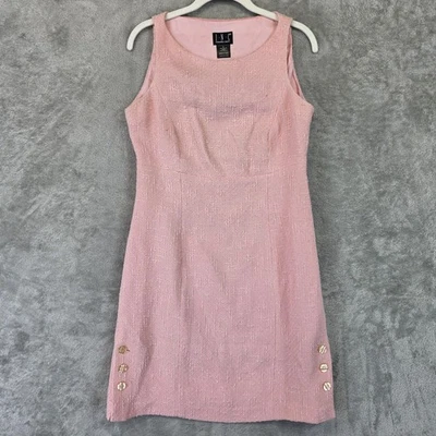 INC International Concepts Dress Womens 6 Tweed Sleeveless Gold Button Accents - Image 1 of 4