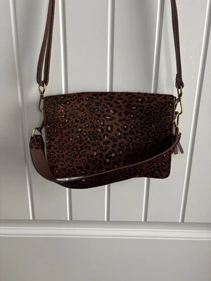  Madewell The Simple Crossbody Bag Leopard Calf Hair Brown Purse Leather - Image 1 of 4