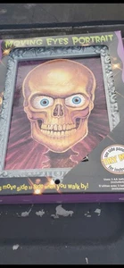 Animated Halloween Framed Portrait Skull Eyes Move Talks Prop Paper Magic - Picture 1 of 1