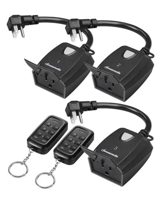 DEWENWILS Outdoor Remote Control Outlet for Christmas Lights 15A 100ft 2 Remotes
