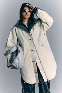 Free People Moon Magic Reflective Rain Parka Damen M Gorpcore Outdoor Y2K - Bild 1 von 11