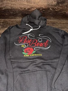 VTG 1986 80s Iowa Hawkeyes Rose Bowl Hoodie Adult Large Black Miller USA Made - Picture 1 of 6