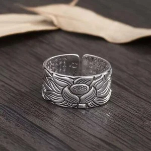 Lotus Sutra Ring 999 Silber Lotusblume Spiritualität Buddha - Bild 1 von 5