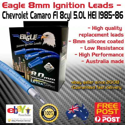 Eagle 8mm Ignition Spark Plug Leads fits 8cyl Chevrolet Camaro 5.0L HEI 1985-86 - Image 1 of 4