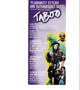 Taboo Boy George 4" x 9" promo flyer Rosie O'Donnell Broadway Play - Picture 1 of 2