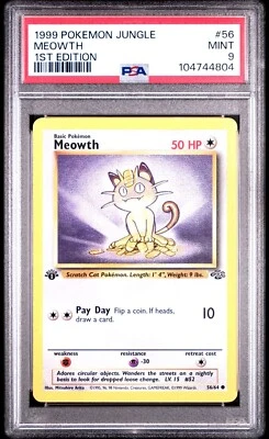 Meowth - 1st Edition - 56/64 Jungle - WOTC Unlimited - Pokémon TCG - PSA 9 MINT - Image 1 of 3