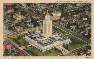 Postcard Air View Of State Capitol Lincoln Nebraska - Imagen 1 de 2