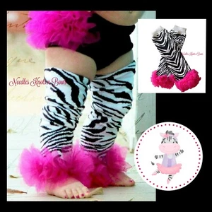 Girls Zebra Print Leg Warmers with Hot Pink Ruffles, Baby Toddler, Free Shipping - Picture 1 of 9