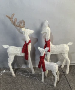 3PCS LED LIGHTED WHITE REINDEER FAMILY Outdoor Indoor Christmas Scene Decor NEW - Picture 1 of 2