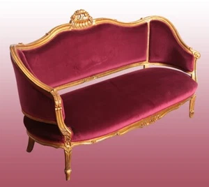 Salotto francese stile Luigi XVI di fine 1800 inizio 1900 dorato foglia oro - Foto 1 di 3