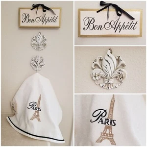 French~Fleur De Lis~Kitchen Decor~Bon Appetit Wall Plaque~Eiffel Tower Towel - Picture 1 of 10