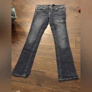 Premiere Denim Blue Straight Leg Jeans with Vintage Fade Size 7/8R Slim Boot. - Picture 1 of 15