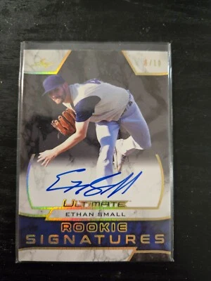 2019 Leaf Ultimate Rookie Signatures Gold Spectrum /10 Ethan Small Auto Brewers - Image 1 of 2