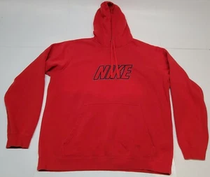 Nike Red Hoodie Spellout Black & Blue Embroidered Logo Men's X-Large - Picture 1 of 11