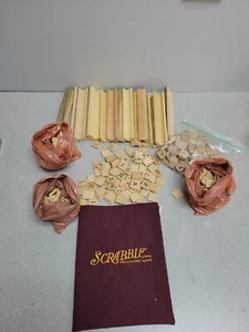17 Scrabble Tile Letter Holders Racks Trays Wooden, 485 Tiles with Bag - Picture 1 of 3