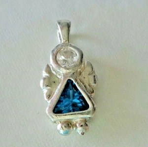 Charm ali angelo pietra nascita blu dicembre argento sterling 10x18 mm con balla - Foto 1 di 3