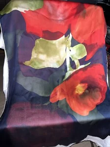 Valentino Seidenschal Blumen Blumen Blumen Rot Rosen Blau Grün 66"" x 50"" Größe Large - Bild 1 von 8