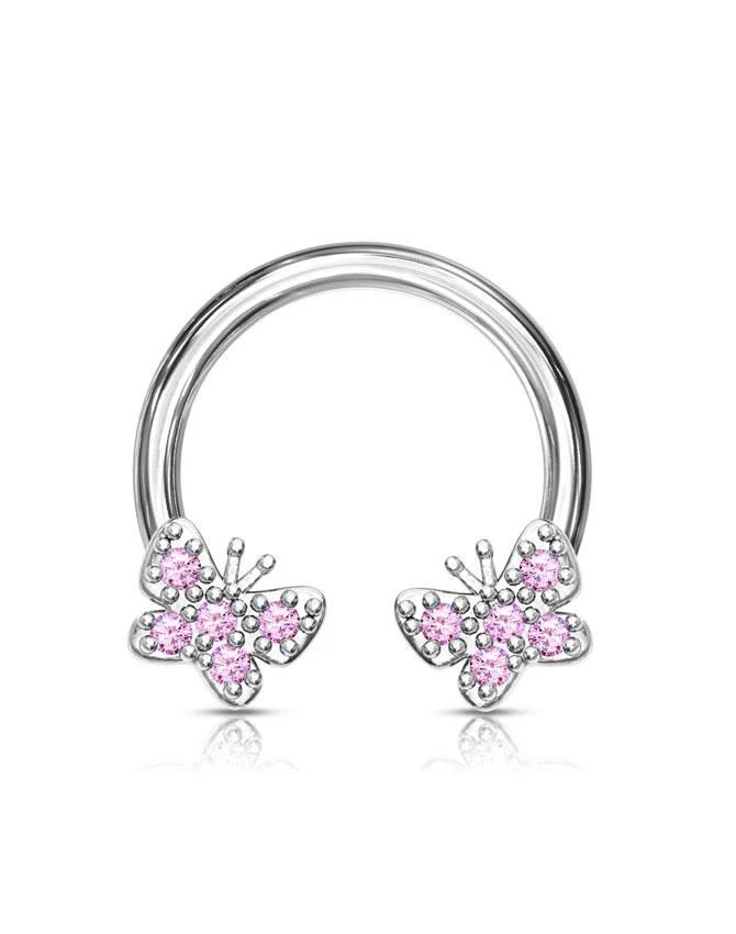 Anillo de nariz CBB de acero quirúrgico 316L aro de herradura extremos de mariposa 5/16" 16G Foto 1 de 1