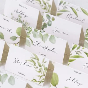 120 Pack Greenery Place Cards Blank Seating Place Name Cards for Wedding Part... - Picture 1 of 6