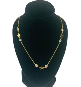 925 STERLING SILVER NECKLACE PARTLY LUCK - STAR GOLD / ROSE / SILVER TONE 4.5gr - Picture 1 of 15