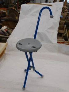 2 In One Walking Cane with Seat Folding Cane Chair - Picture 1 of 9