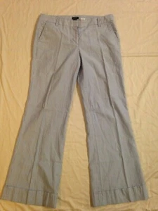 J. Pantalones Crew City Fit para mujer talla 8 azul blanco a rayas 4 bolsillos algodón usados en excelente estado - Imagen 1 de 8