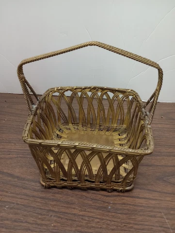 Indian Nickel Wire Woven Basket - Square Cover