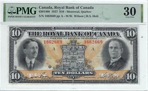 1927 Royal Bank of Canada  $10 Cat# 630-14-08 SN# 1662669  PMG VF-30 - Bild 1 von 2