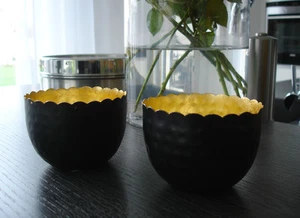  Teelichthalter, 2er Set, Windlicht ,Deko, schwarz, gold, Weihnachten, groß,Neu - Bild 1 von 3
