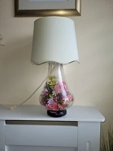 RARE FIND SPECTACULAR MID CENTURY GLASS FLOWER FILLED RETRO LAMP (NEEDS REWIRE) - Picture 1 of 7